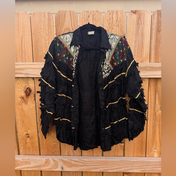 NANCY-K Vintage Western Embellished Button Front Long Sleeve Top - Picture 5 of 13